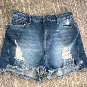 Guess Claudia High Rise Frayed Denim Distressed Women's Jean Shorts